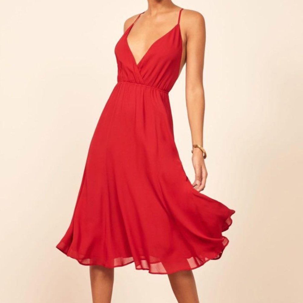 Reformation Uma Dress Cherry